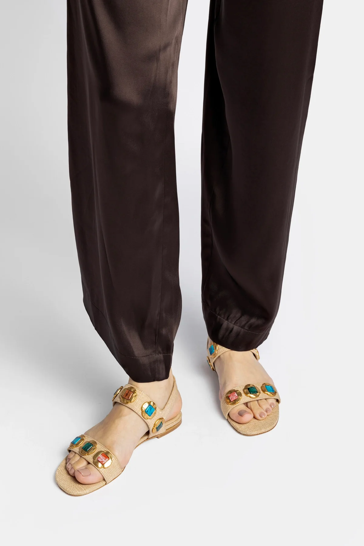 Milan Gioiello Flat In Beige Raffia - Image 2