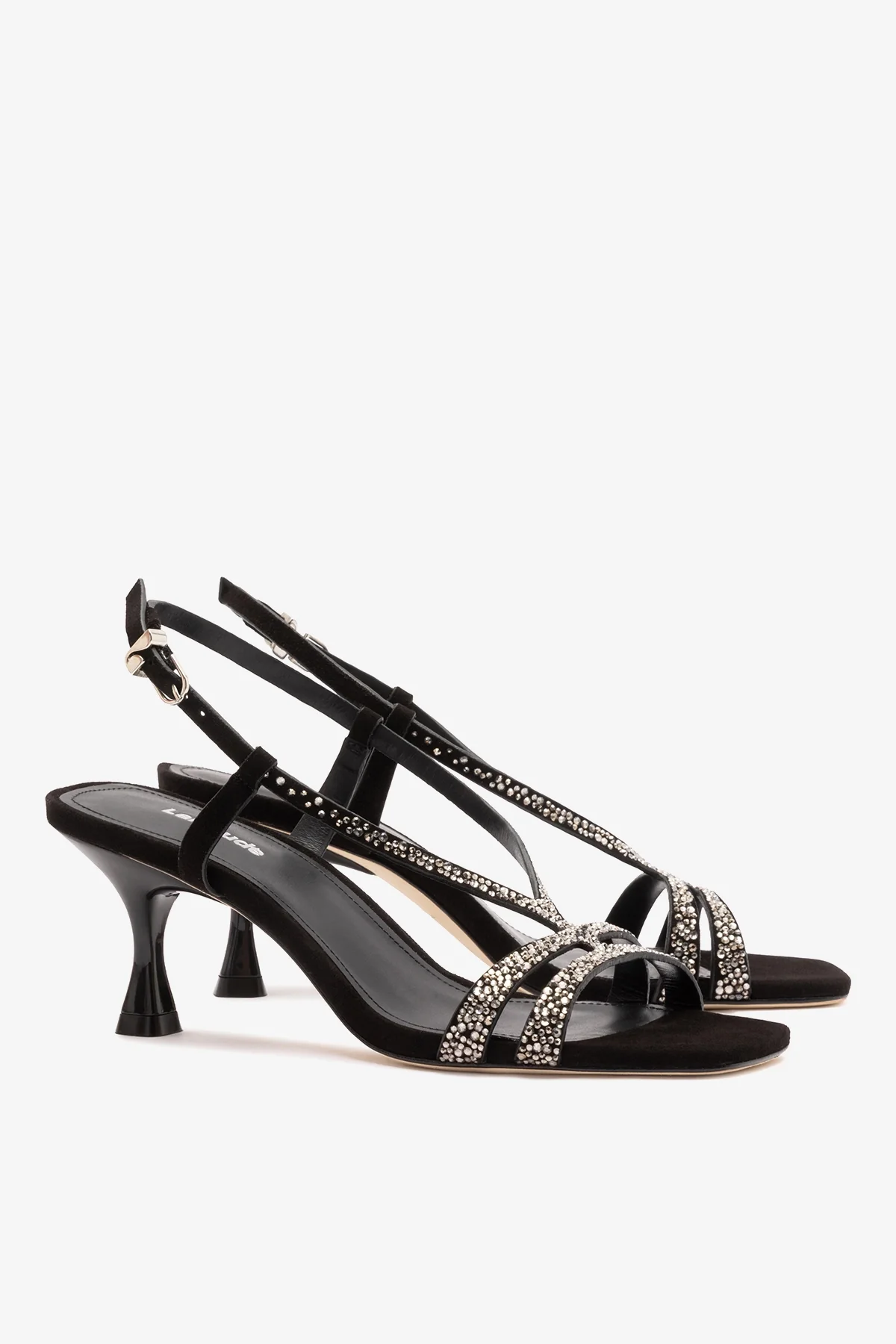 Daphne Crystal Sandal Black Leather - Image 3
