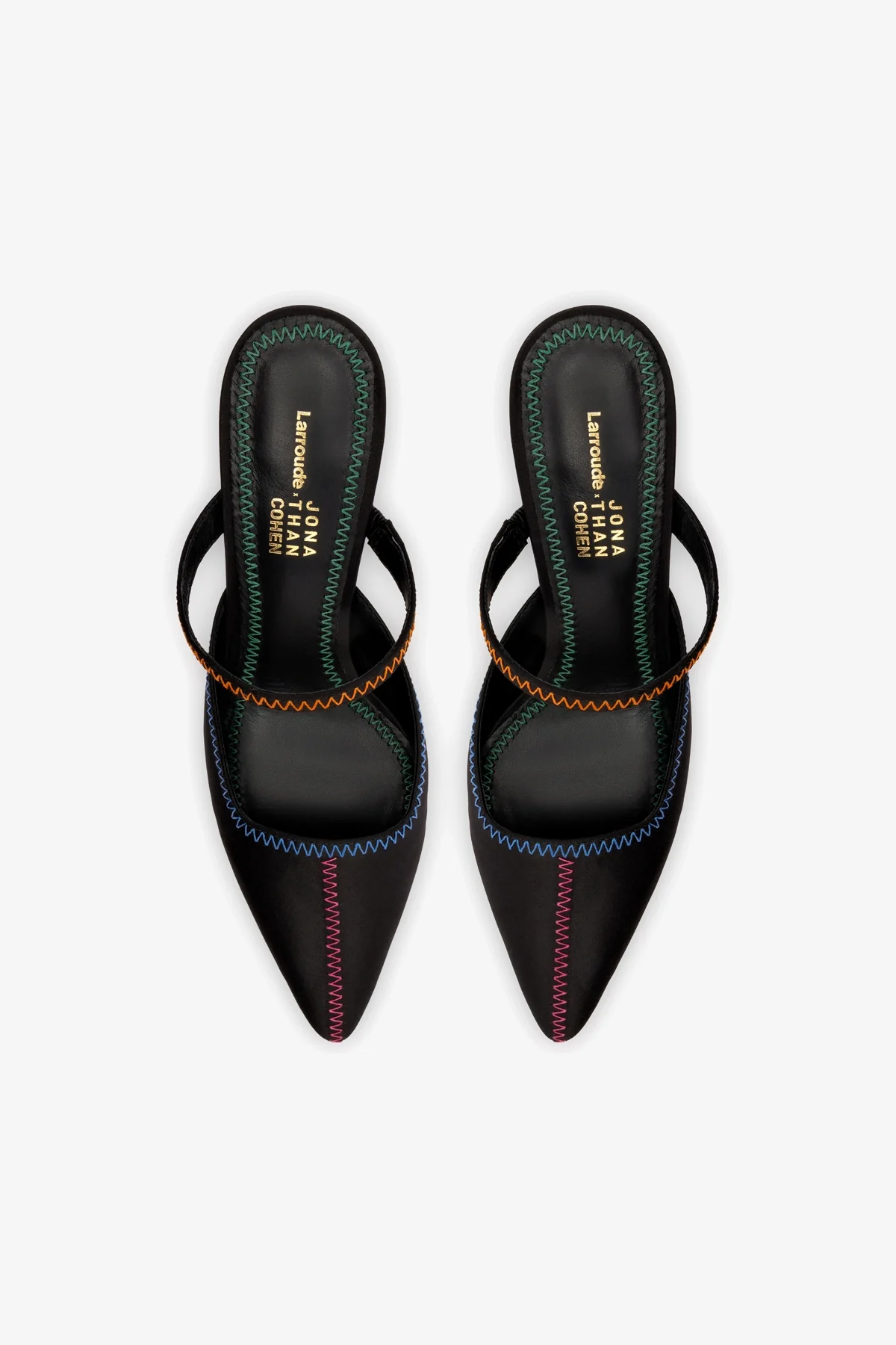 Larroudé x Jonathan Cohen Zig Zag Pump In Black Satin - Image 5