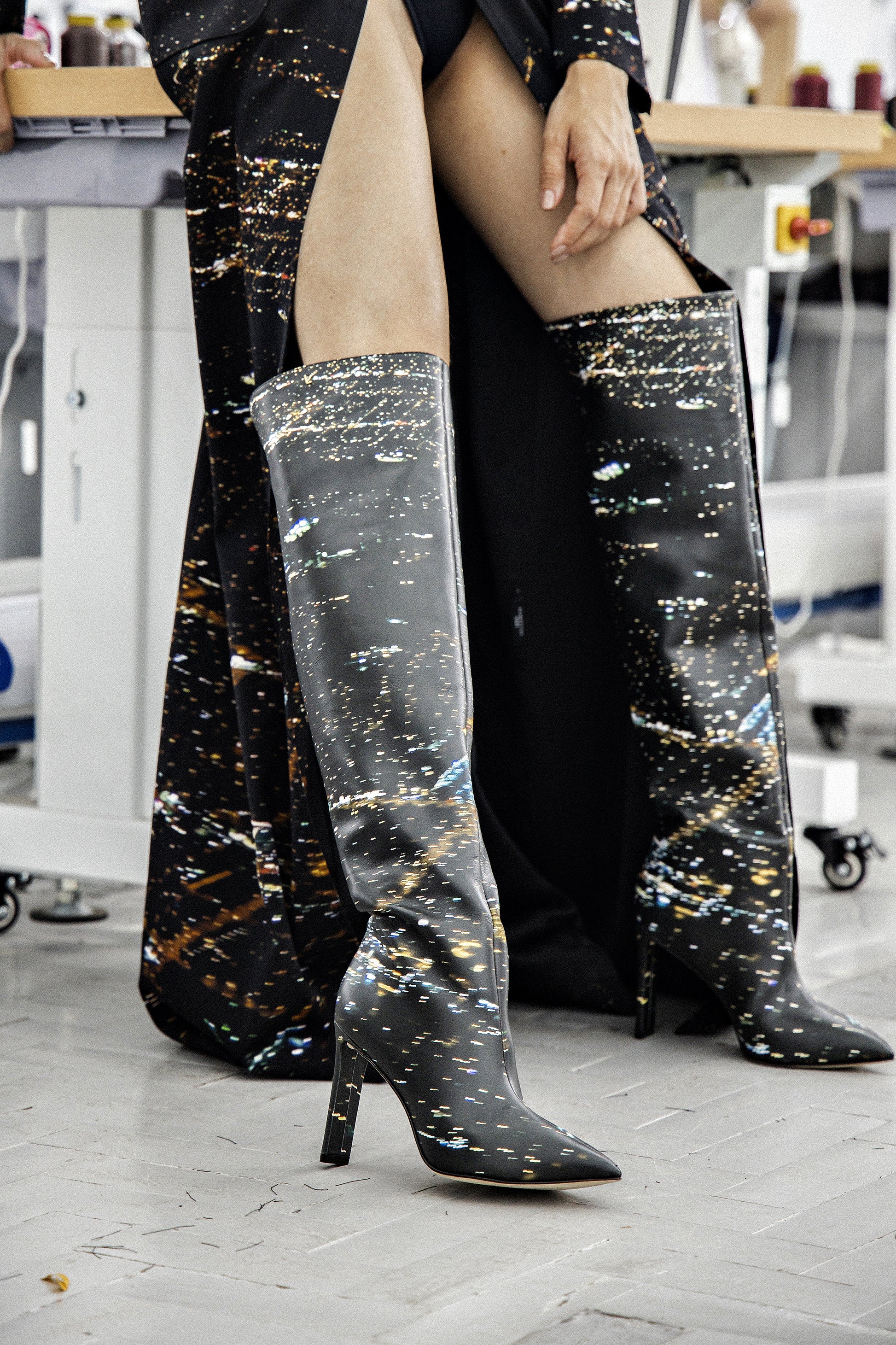 Larroudé x Libertine Boot In Black LAX Printed Leather - Image 5