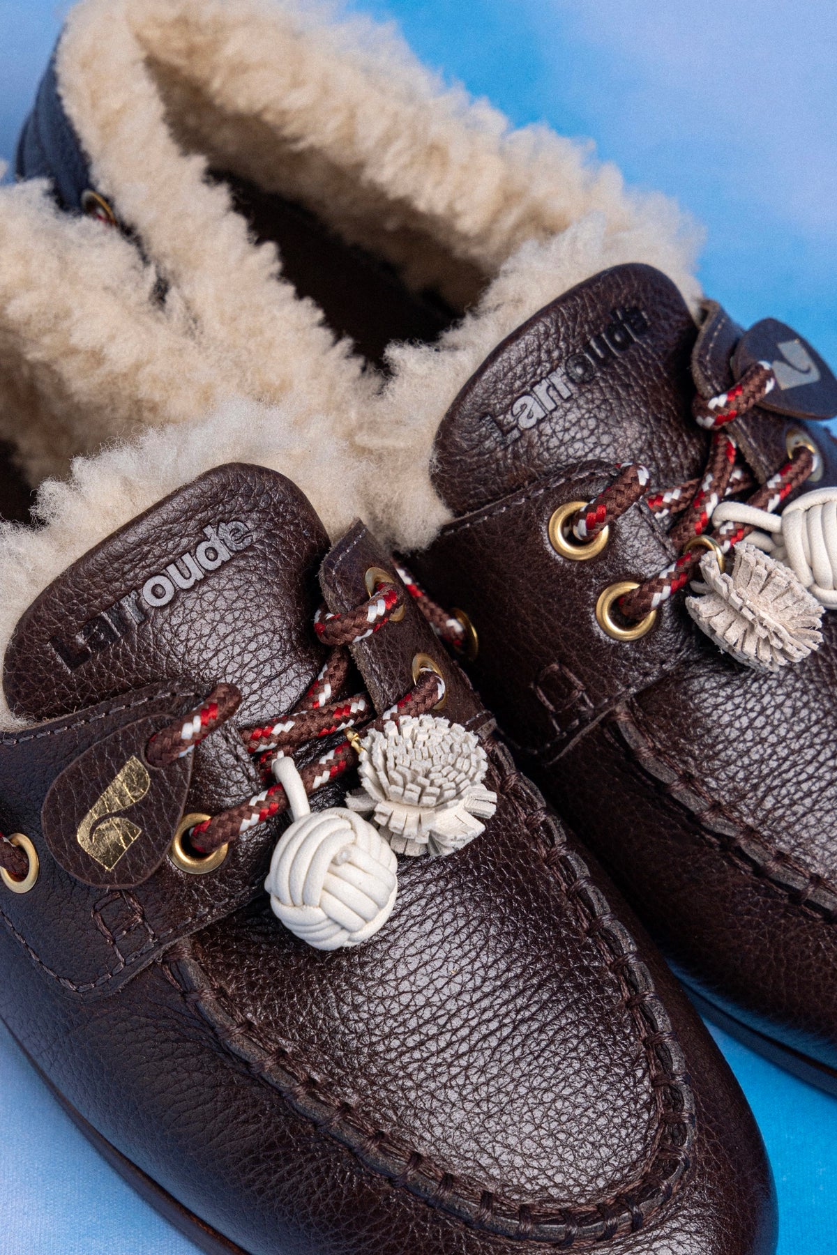 Cyprus Boat Shoe In Brown Leather and Natural Shearling - Image 6