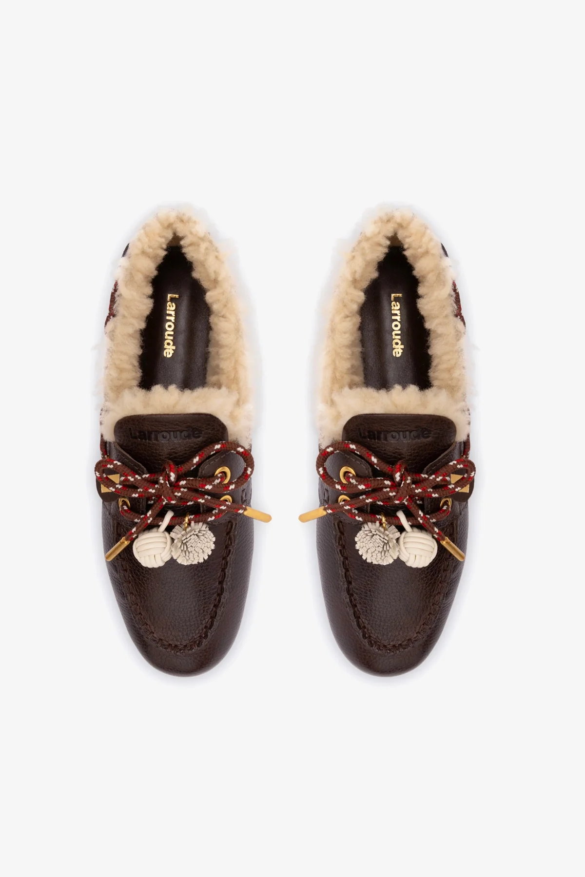 Cyprus Boat Shoe In Brown Leather and Natural Shearling - Image 7