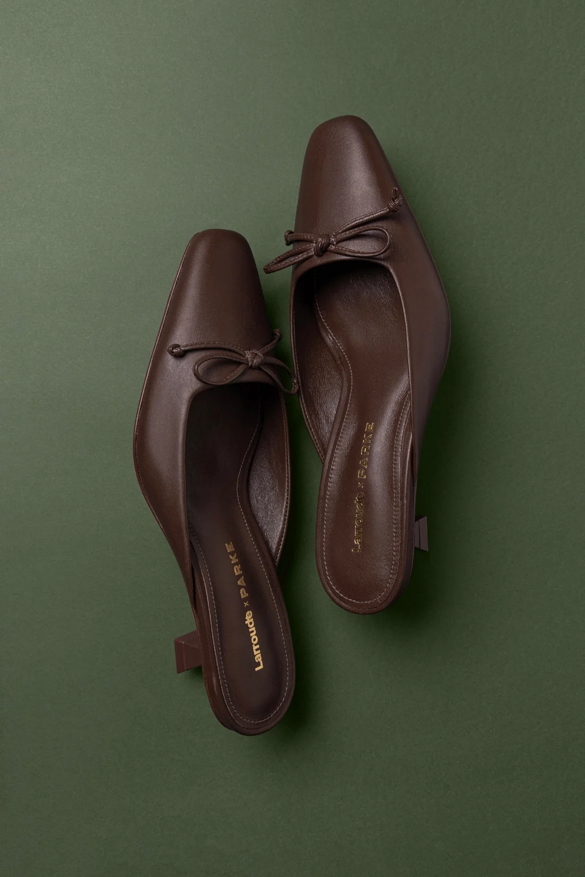 Larroudé x Parke Mule In Brown Leather - Image 6