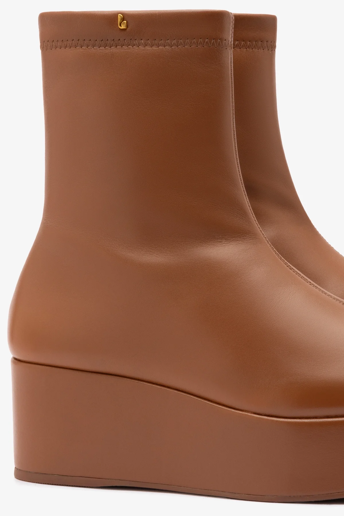 Dani New Flatform Boot In Caramel Leather - Image 4