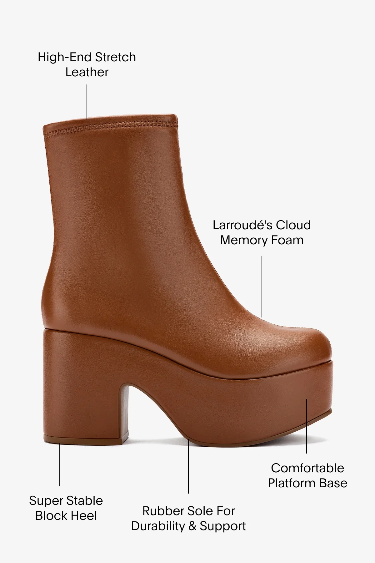 Miso Platform Boot In Caramel Stretch Leather - Image 5