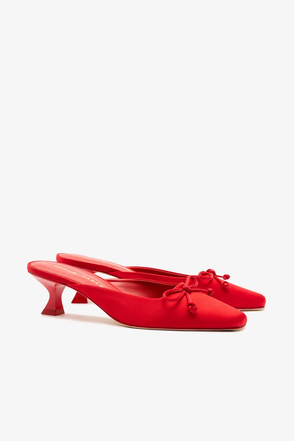 Larroudé x Parke Mule In Cherry Satin - Image 3