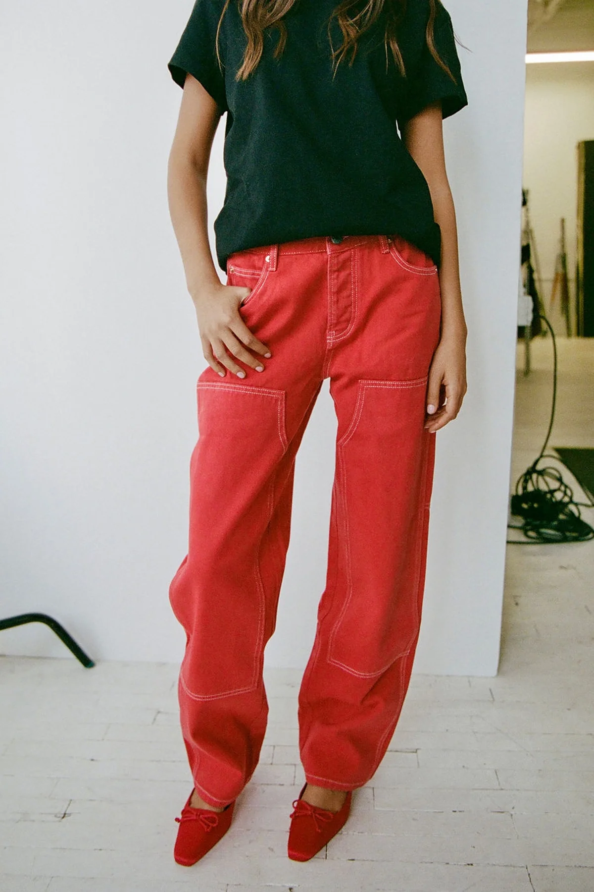 Larroudé x Parke Mule In Cherry Satin - Image 6