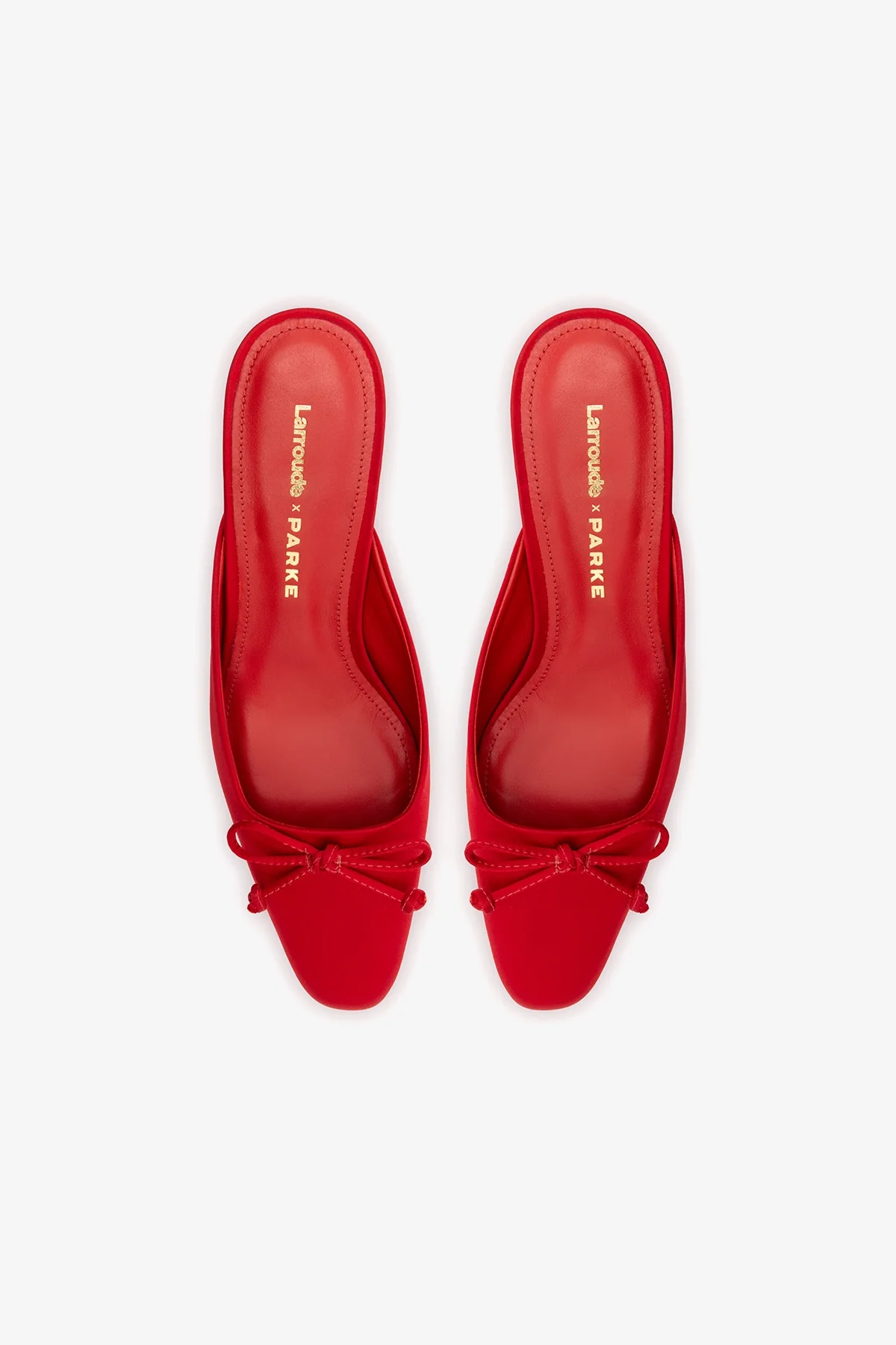 Larroudé x Parke Mule In Cherry Satin - Image 7