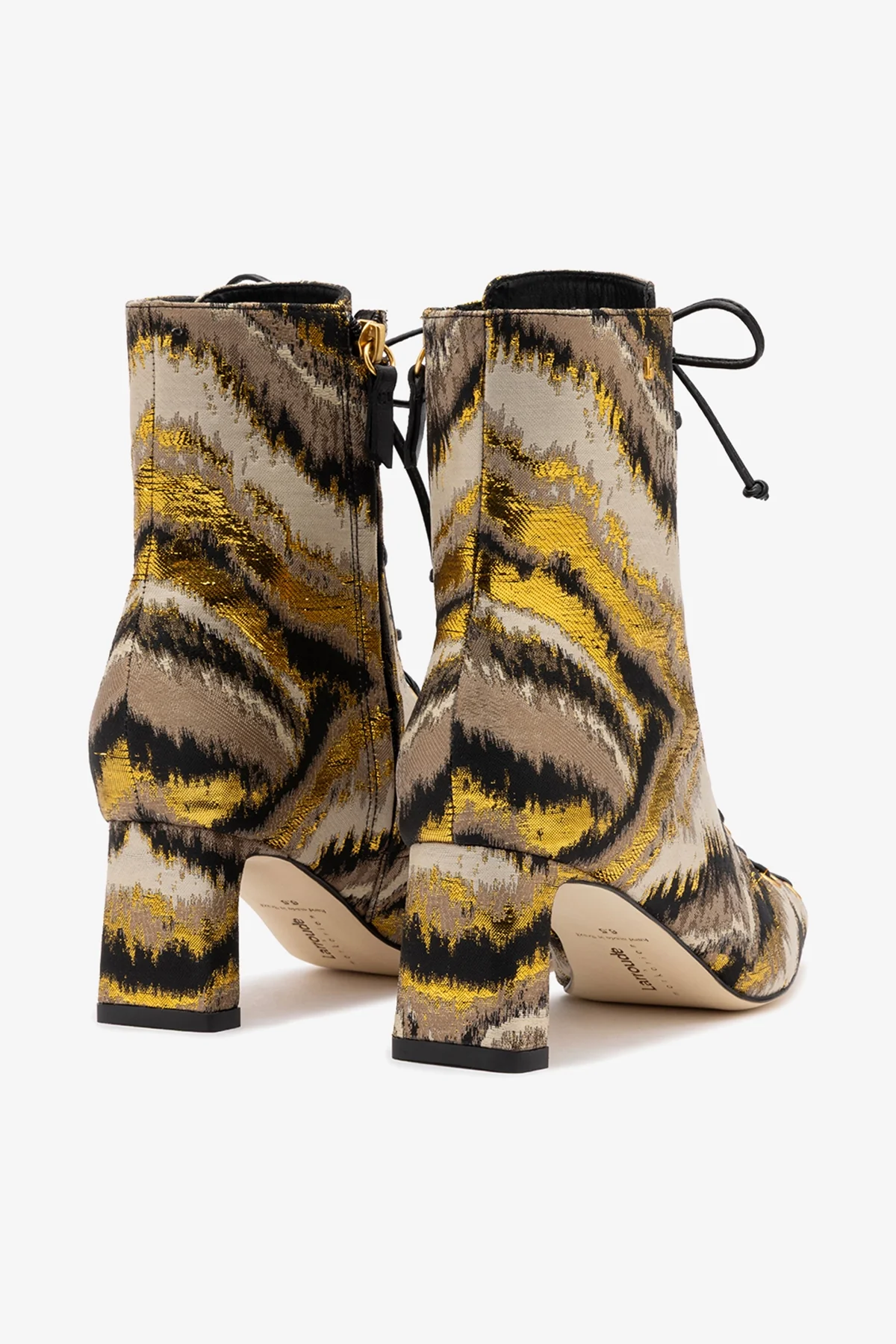 Larroudé x Markarian Alexis Boot In Floral Embroidery Gold Fabric - Image 7