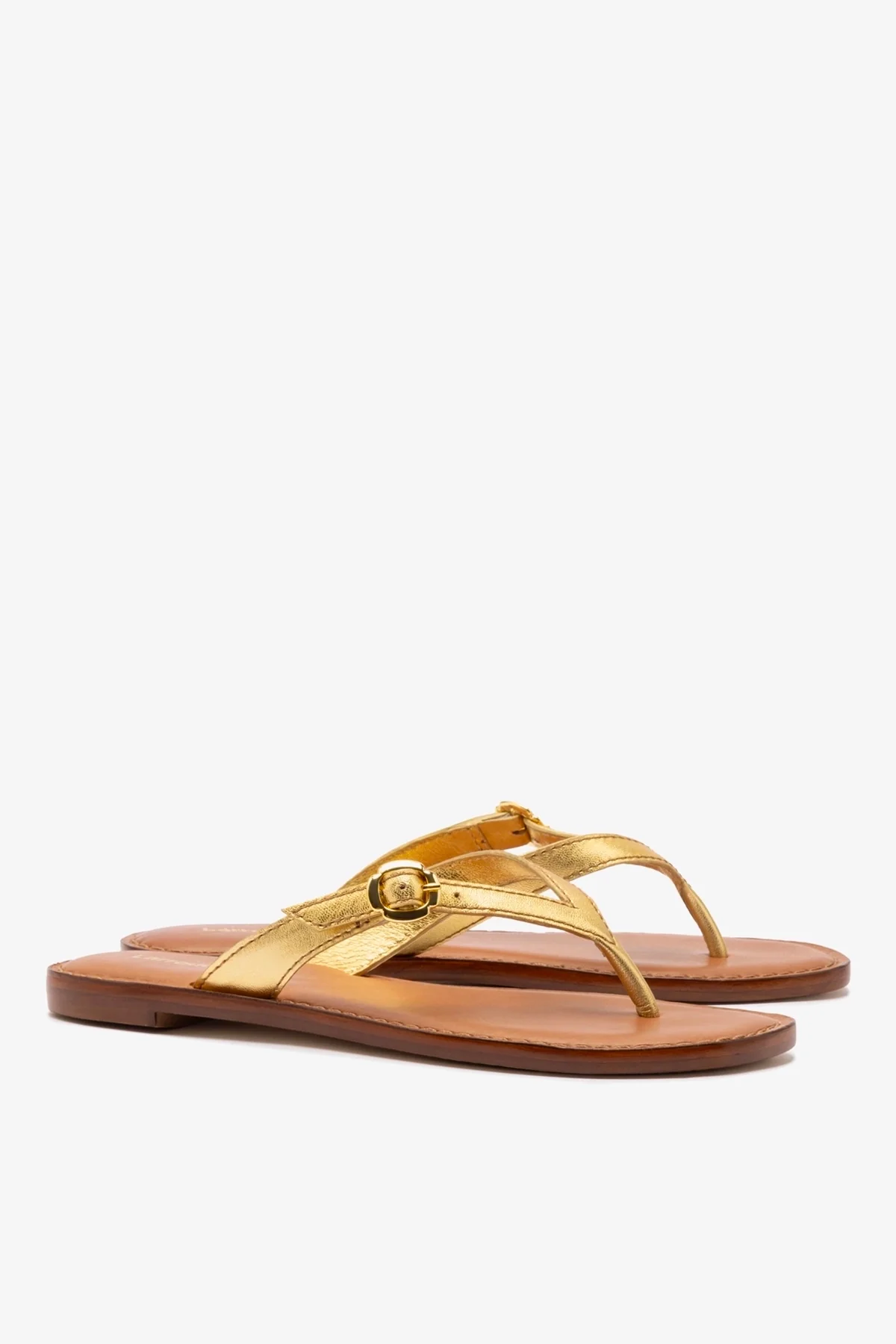 Mary Kate Flat Sandal In Gold Metallic Leather - Image 3
