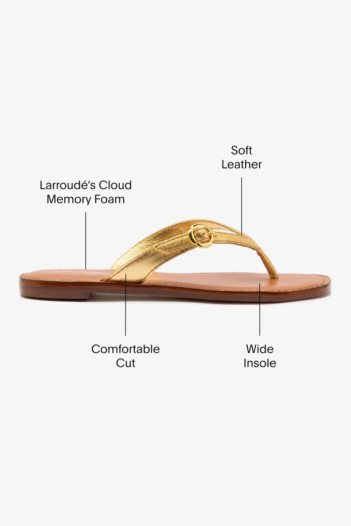Mary Kate Flat Sandal In Gold Metallic Leather - Image 5