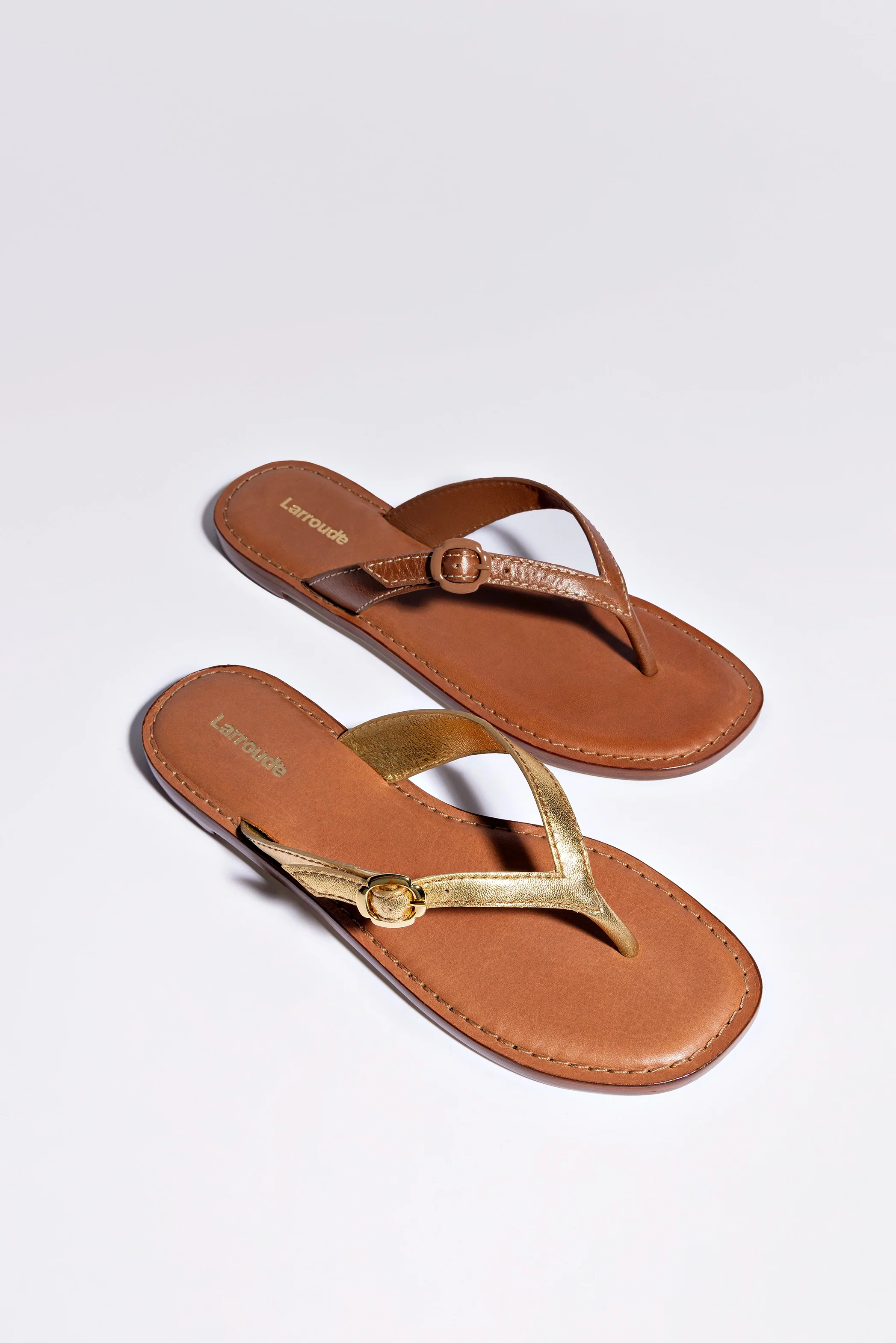Mary Kate Flat Sandal In Gold Metallic Leather - Image 6