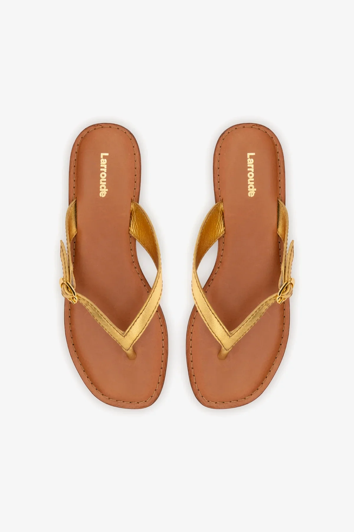 Mary Kate Flat Sandal In Gold Metallic Leather - Image 7