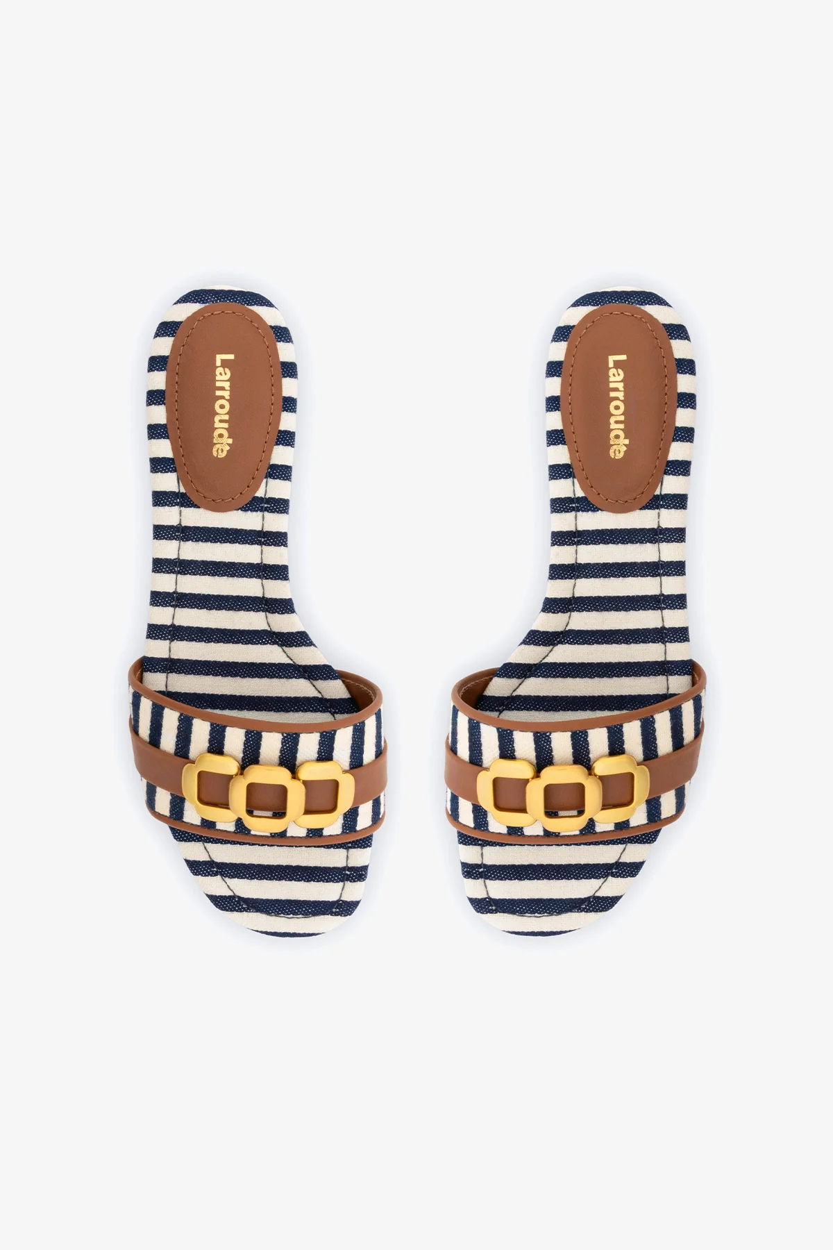 Franca Flat In Navy Leather And Caramel Leather - Image 6