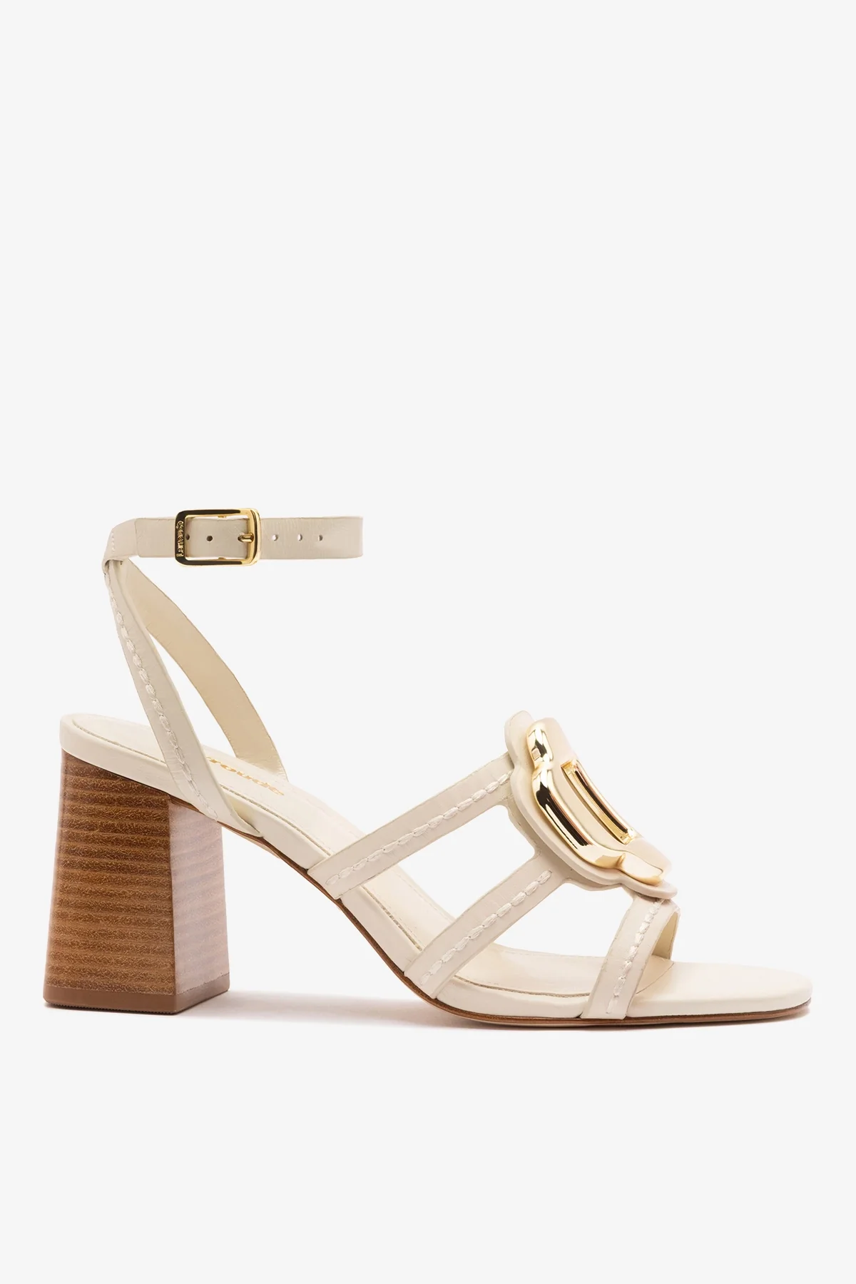 Margherita Block Sandal Ivory Leather