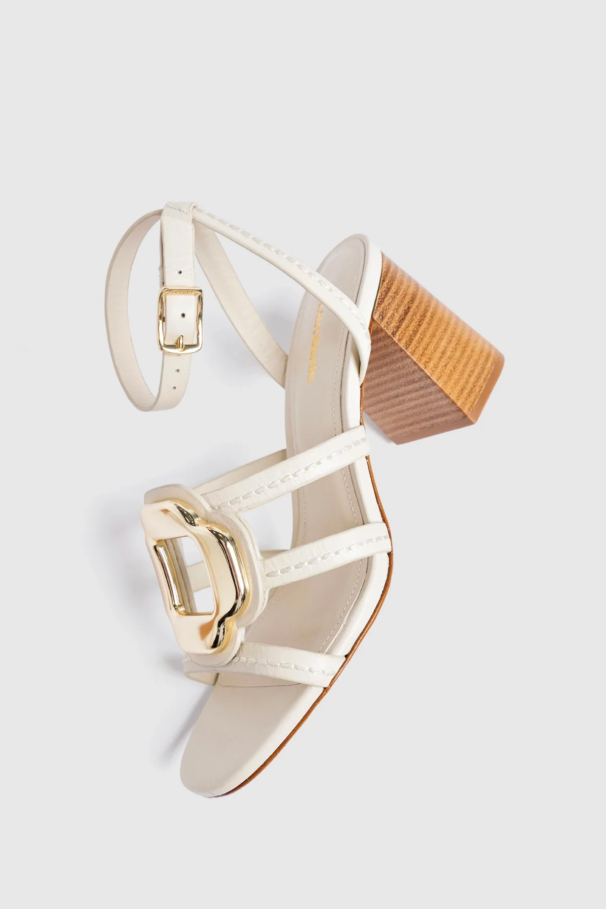 Margherita Block Sandal Ivory Leather - Image 6