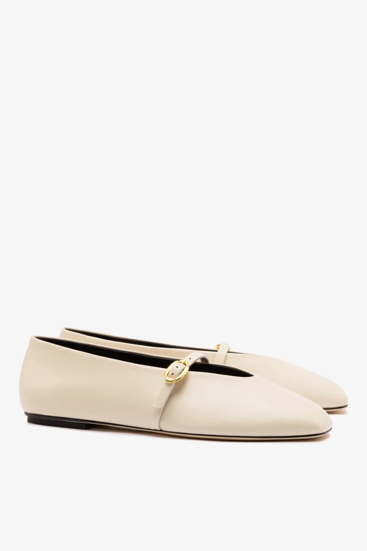 Misty Ballerina Flat In Ivory Leather - Image 3