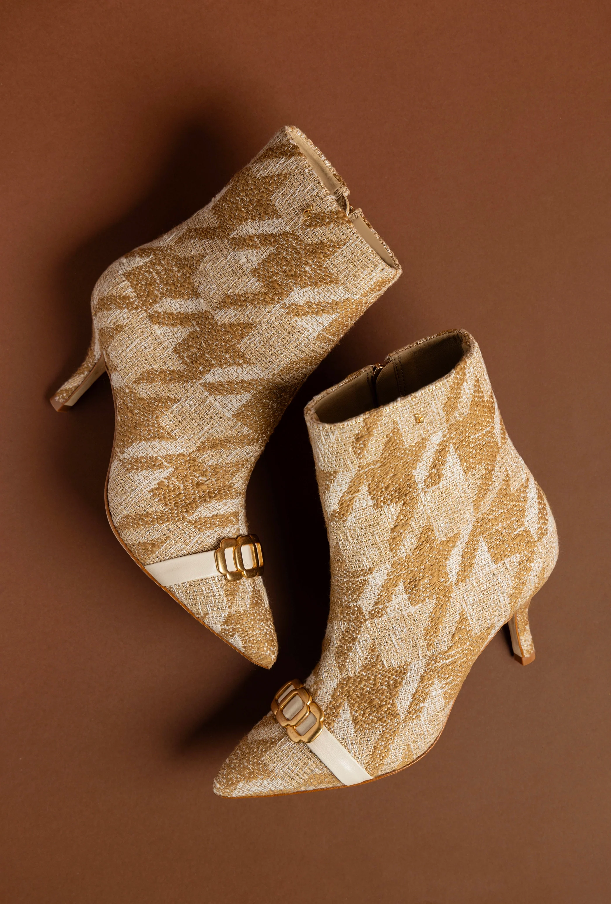 Mini Kate Boot In Latte Houndstooth Fabric - Image 6