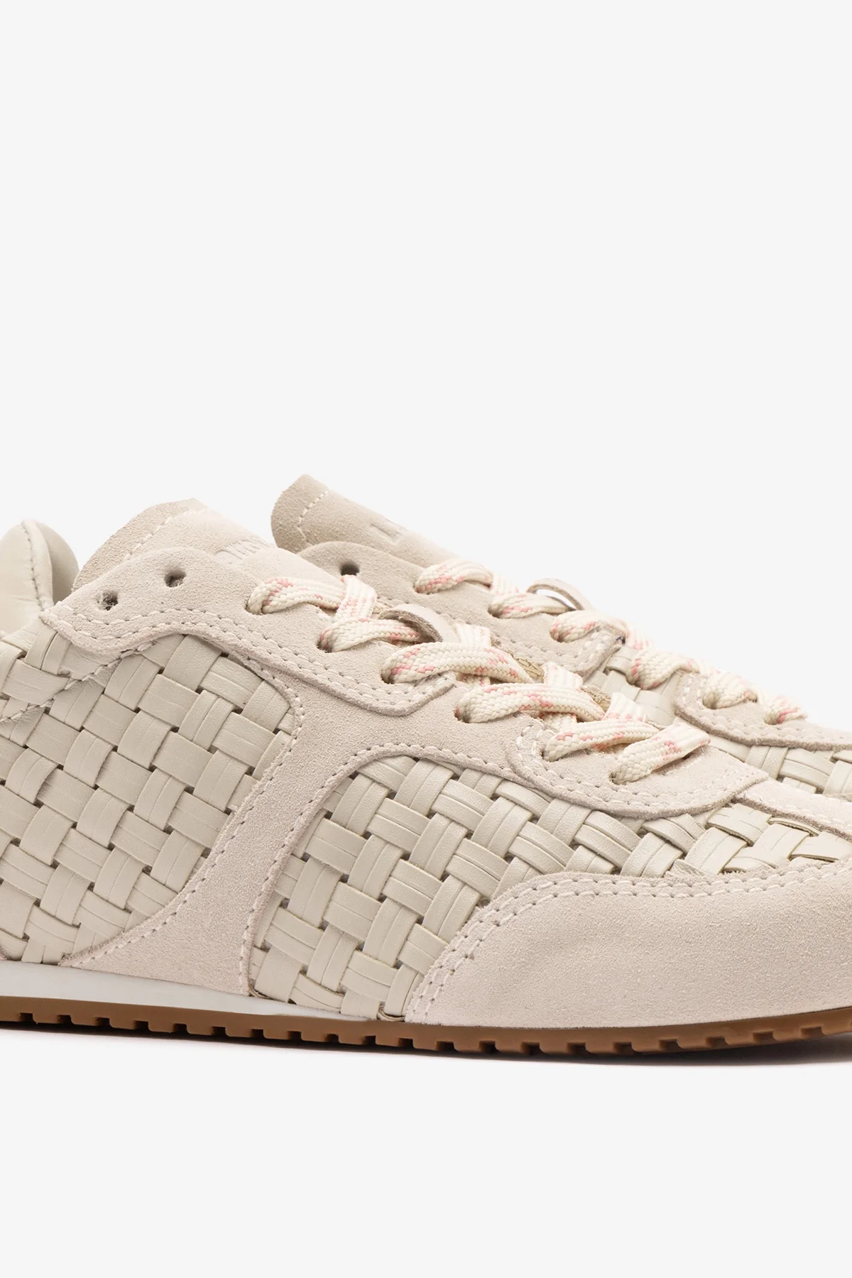 Stella Macrame Sneaker In Mushroom Grey Leather and Suede - Image 4