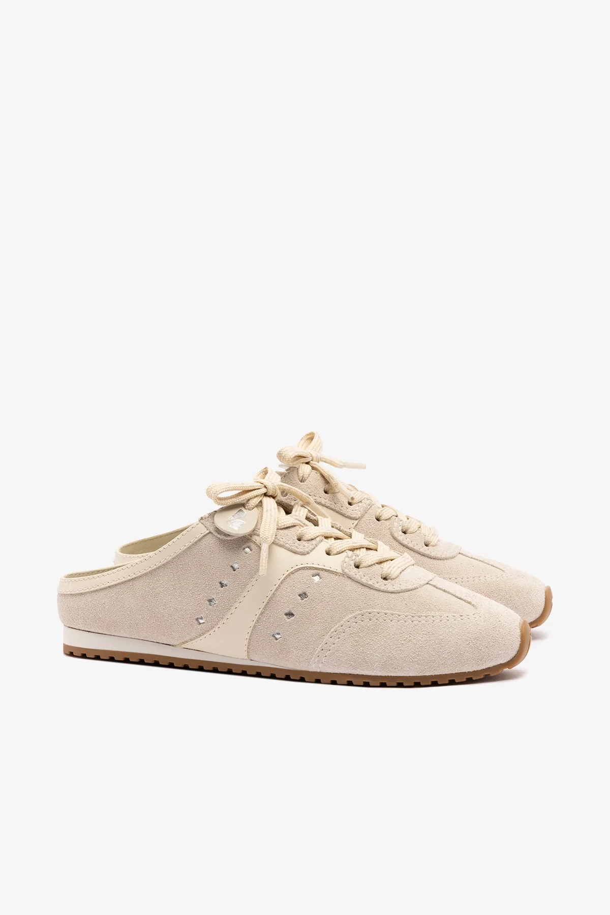 Stella Mule In Mushroom Grey Suede and Ivory Leather - Image 3