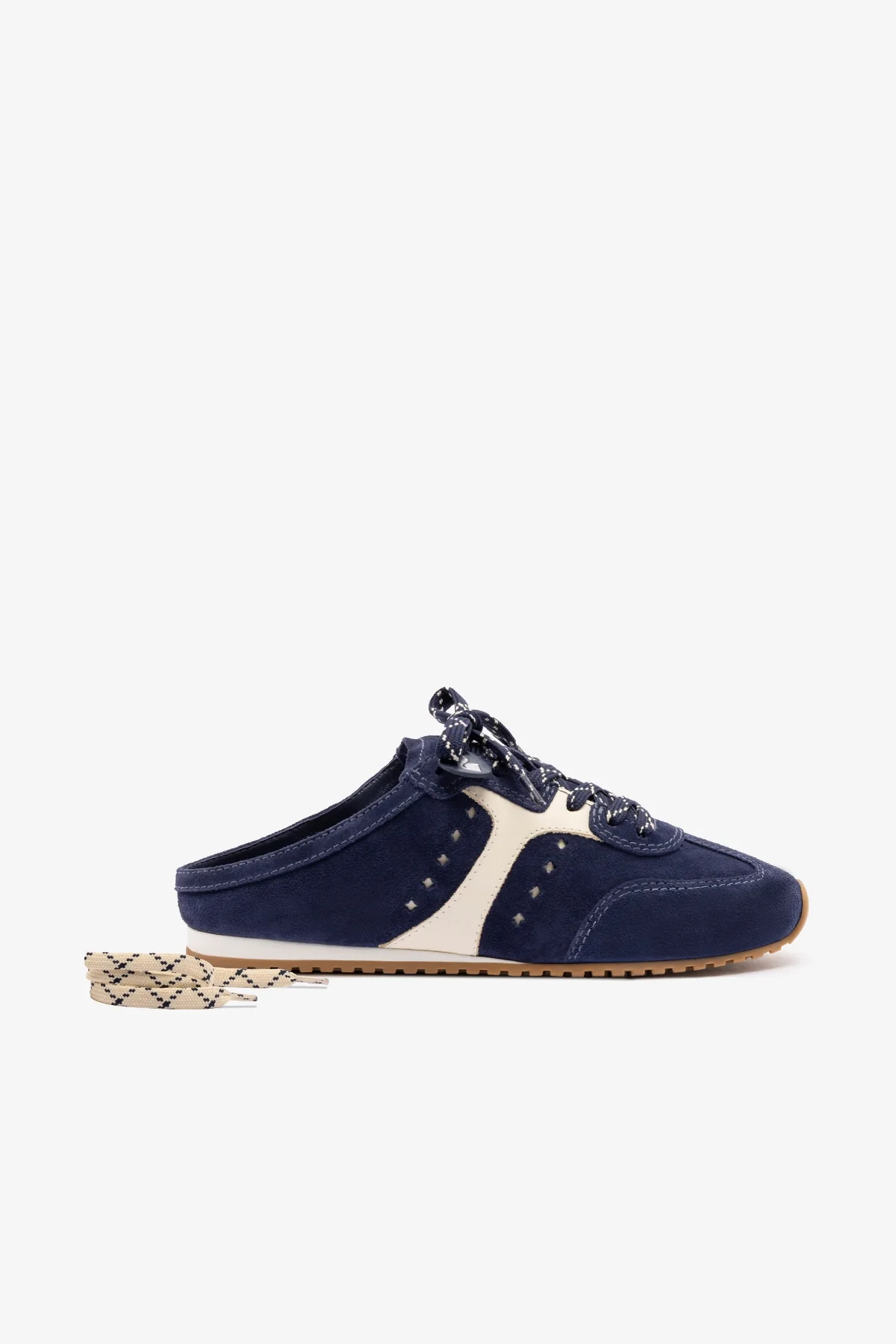 Stella Mule In Navy Suede and Ivory Leather - Image 5