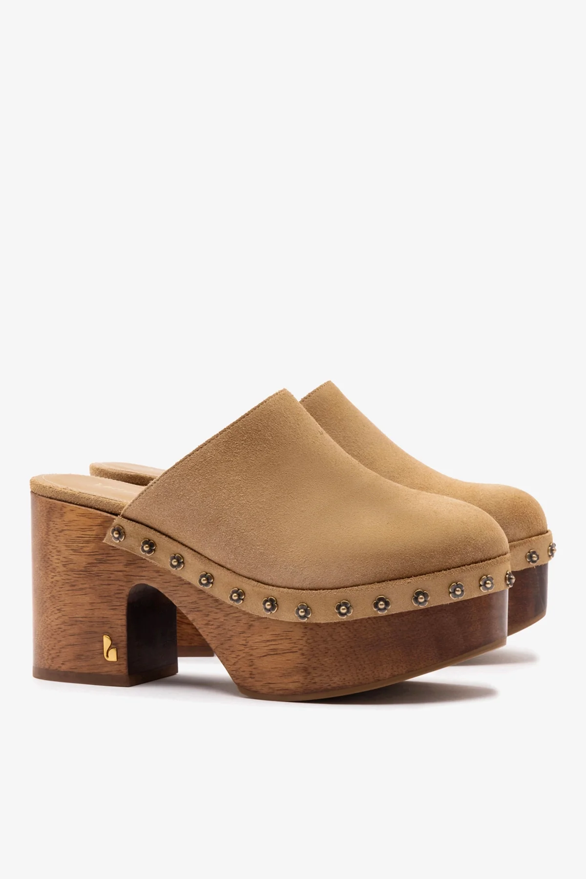 Miso Wooden Platform Clog In Peanut Suede - Image 3