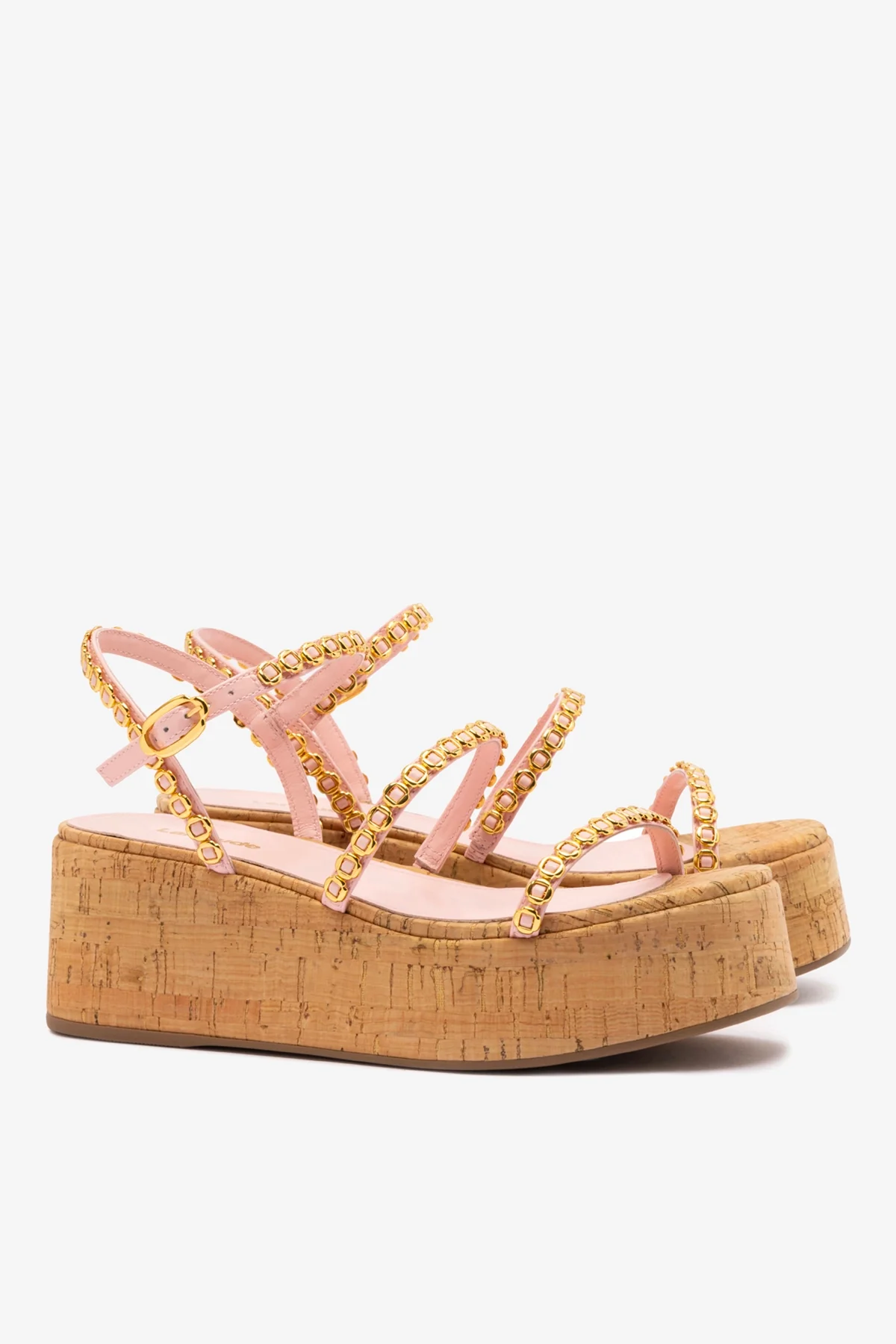 Gio Milanina Flatform In Tulip Patent Leather and Natural Cork - Image 3