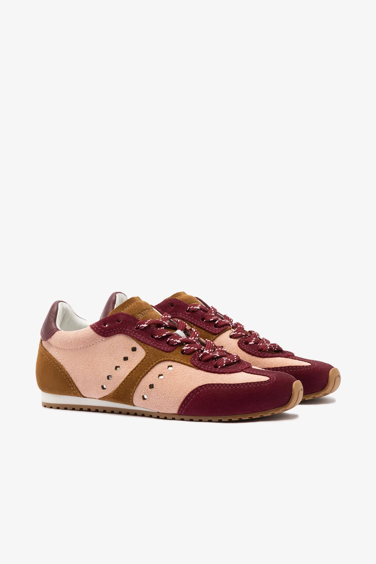 Stella Sneaker In Tulip, Russet and Wine Suede and Silver Metallic Leather - Image 3