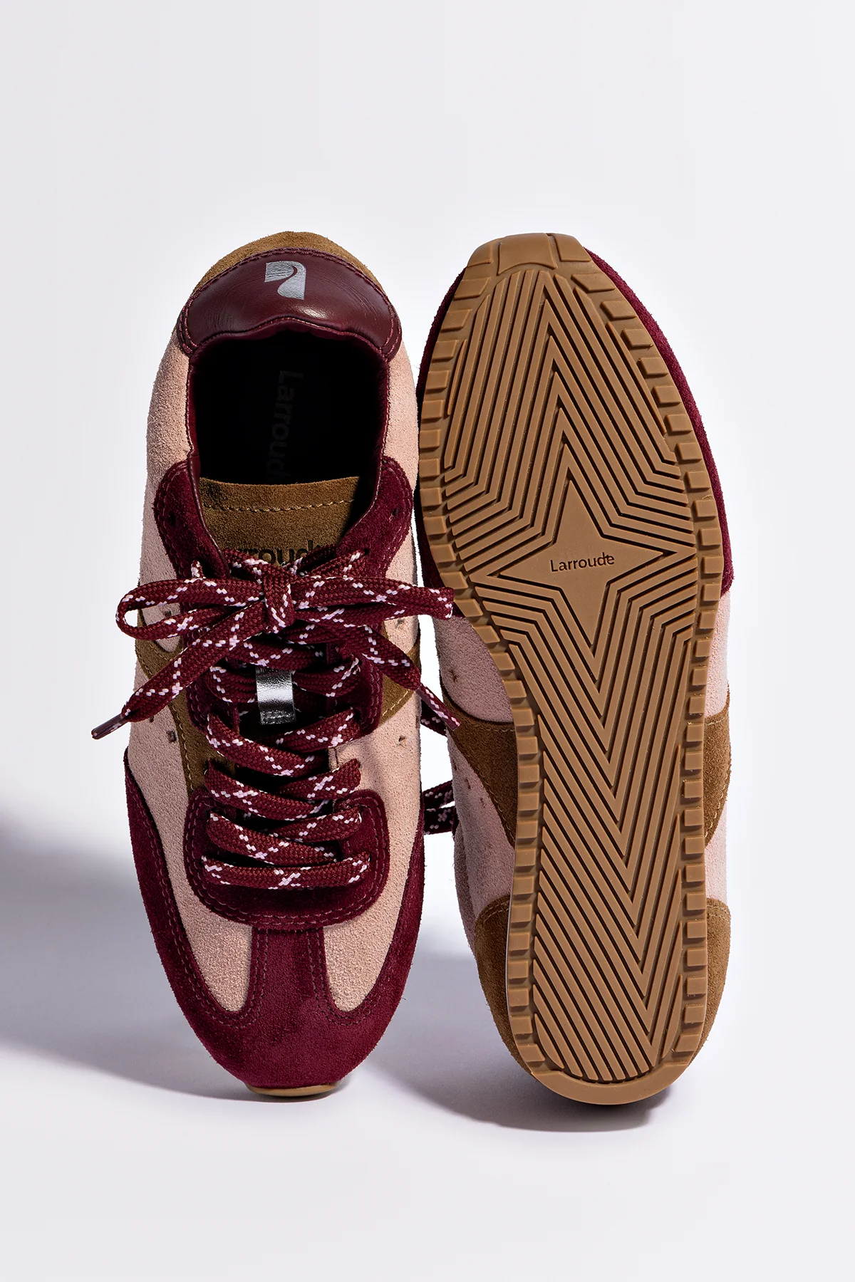 Stella Sneaker In Tulip, Russet and Wine Suede and Silver Metallic Leather - Image 7