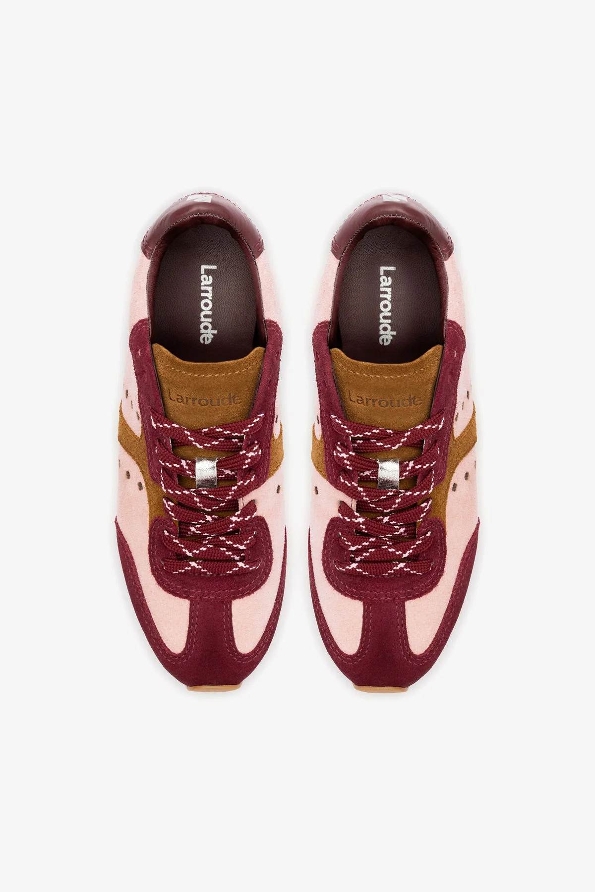 Stella Sneaker In Tulip, Russet and Wine Suede and Silver Metallic Leather - Image 8