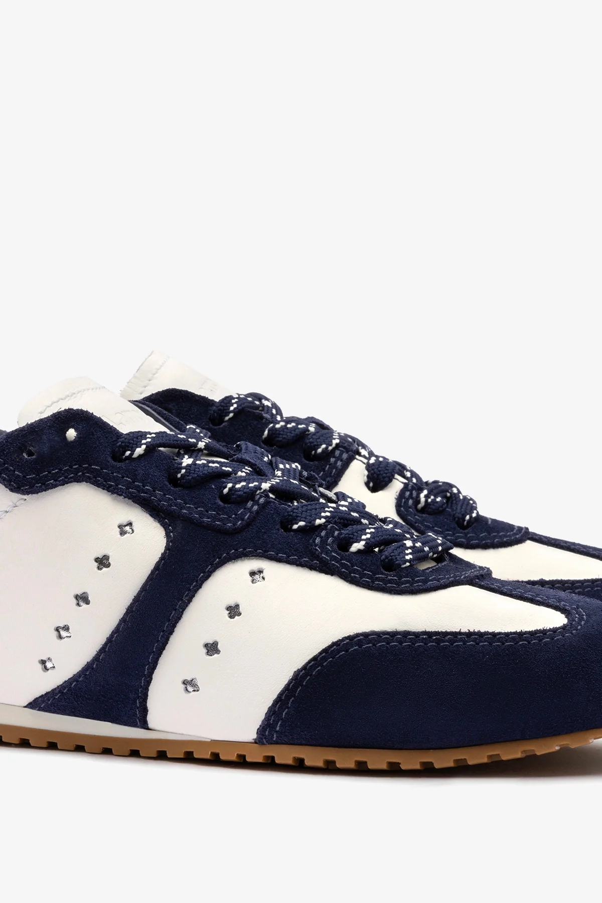 Stella Sneaker In White Leather and Indigo Suede - Image 5